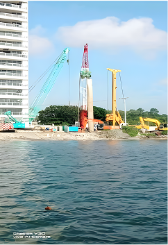 Azuela Cove seawall construction and bored piling works in Davao City.